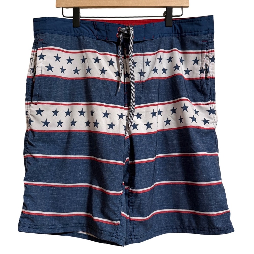 Mossimo Supply Co Mens 36 Board‎ Shorts Stars Stripes Red White Blue Patriotic